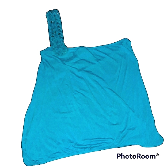 Women’s tube top shoulder blue crochet blouse summer top party holiday sport fun - Picture 5 of 12